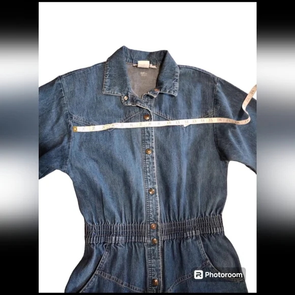 Vintage 80s 90sWomen's Jump suit denim jeans size Small / Medium - Picture 6 of 12